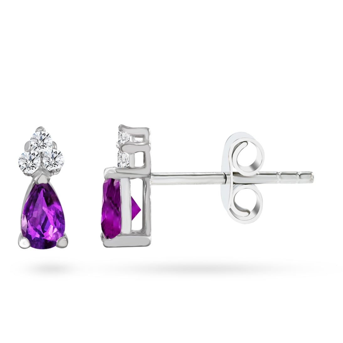 Goldstore-Ametist Taşlı 0.08 ct. Pırlanta Küpe