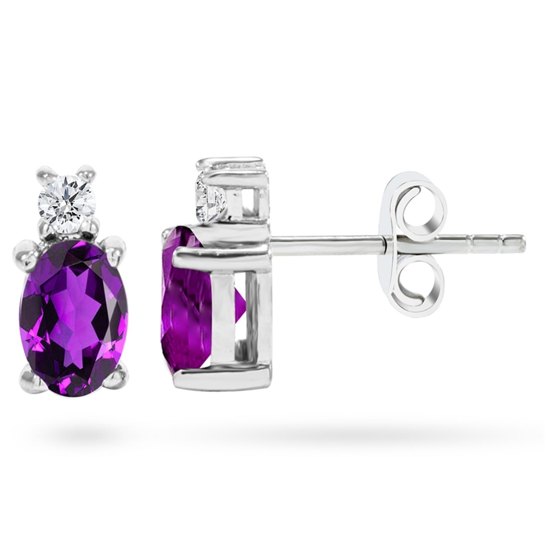 Goldstore-Ametist Taşlı 0.12 ct. Pırlanta Küpe