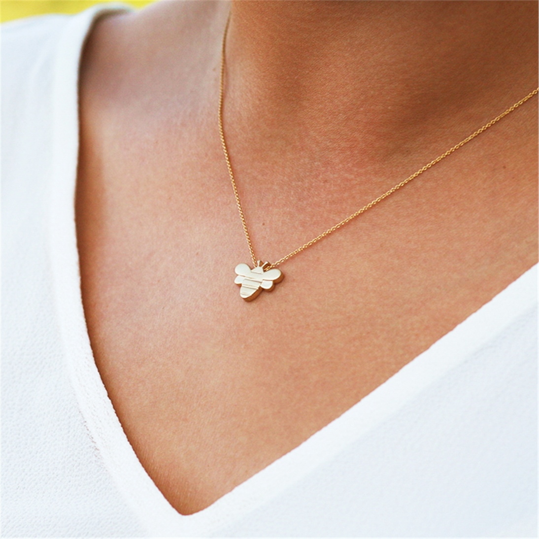 Solid Gold Bee Necklace