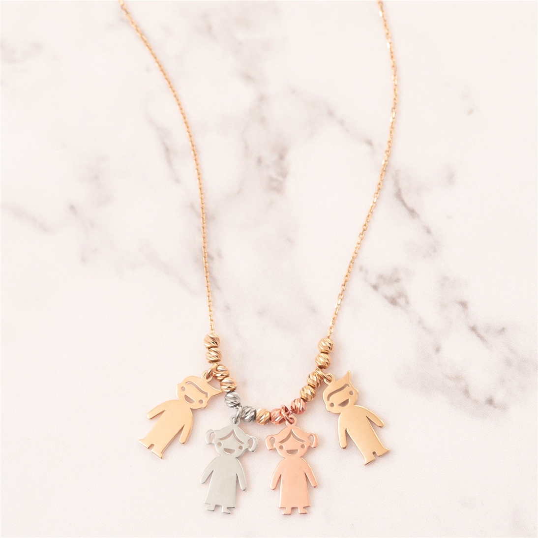 Solid Gold Boy Girl Charm Necklace