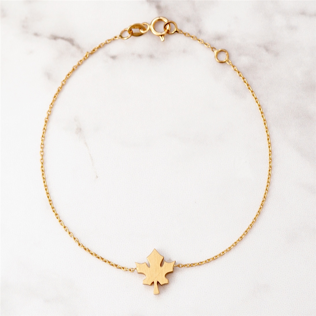 Solid Gold Leaf Bracelet