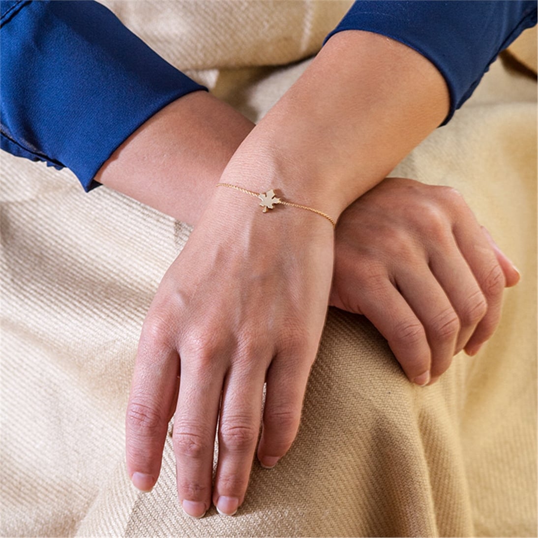 Solid Gold Leaf Bracelet