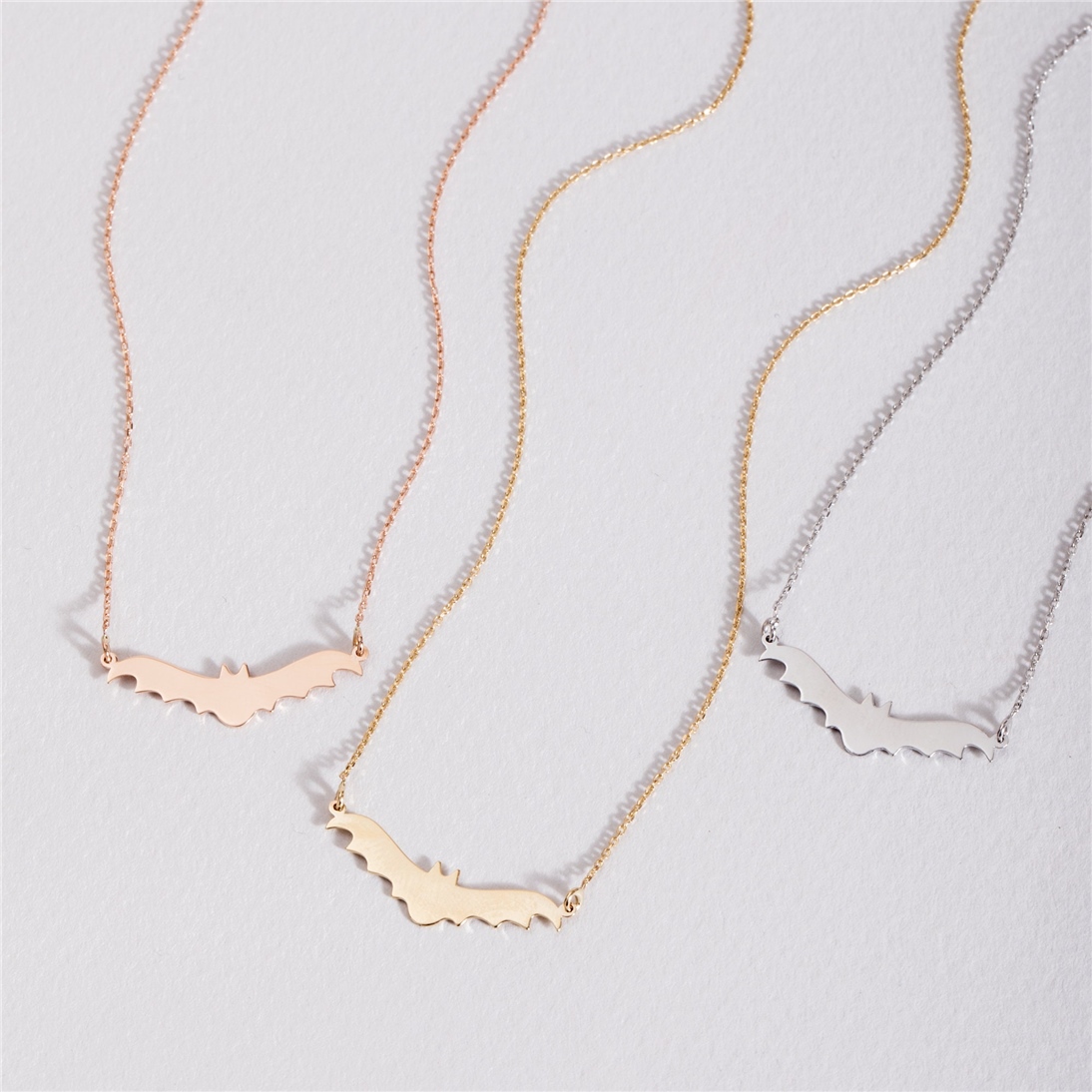 Solid Gold Custom Bat Necklace