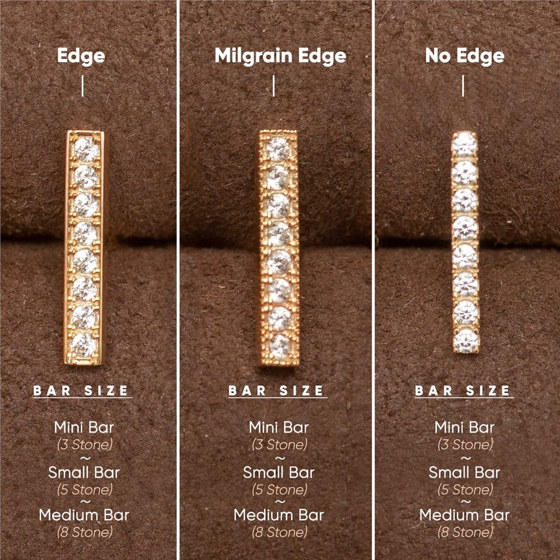 Solid Gold Diamond Bar Earring