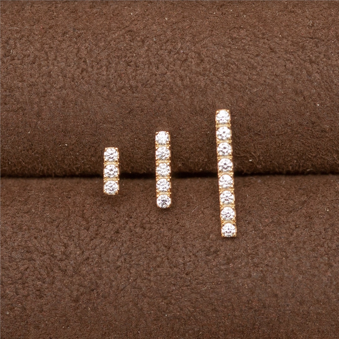 Solid Gold Diamond Bar Earring