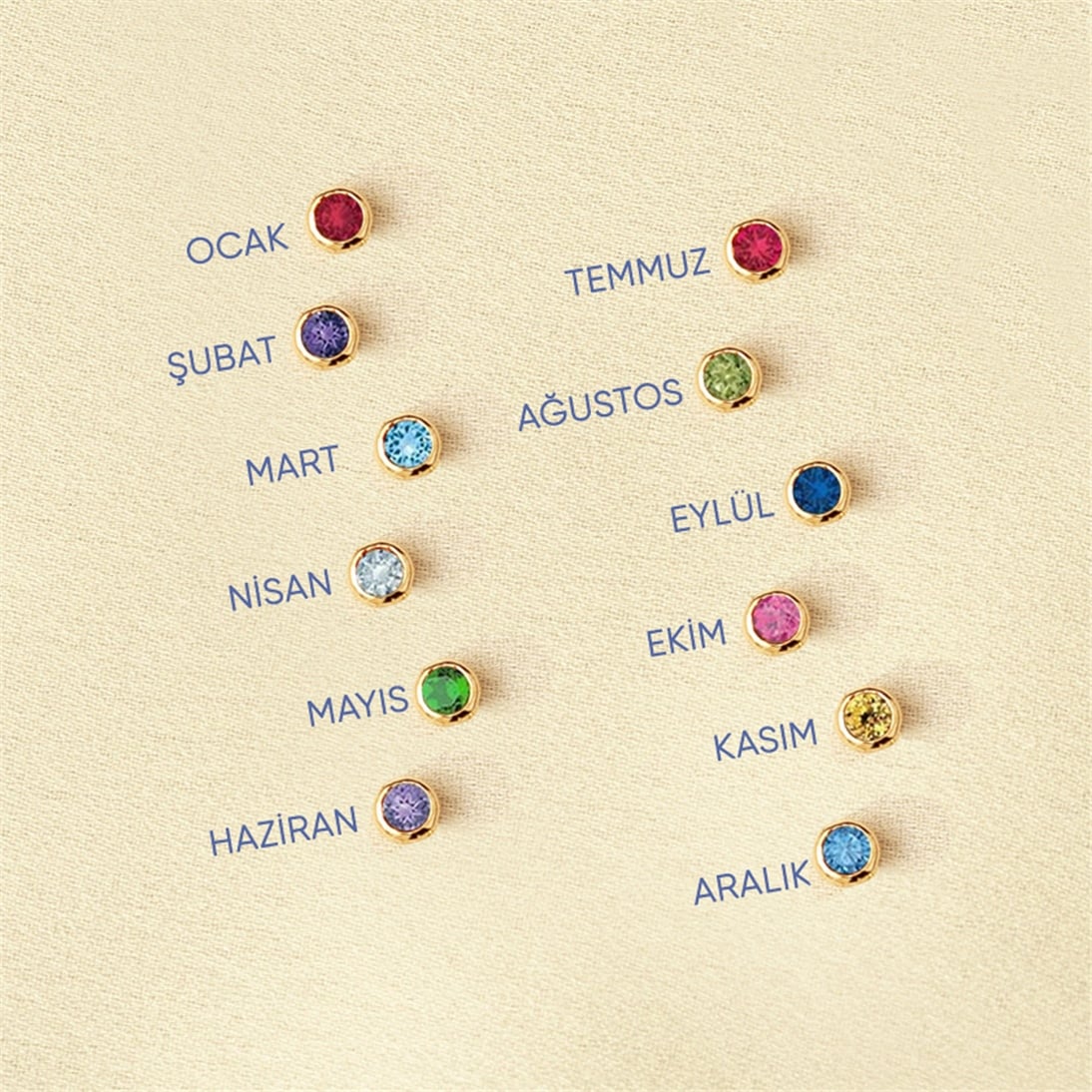 Altın Doğum Taşı Küpe