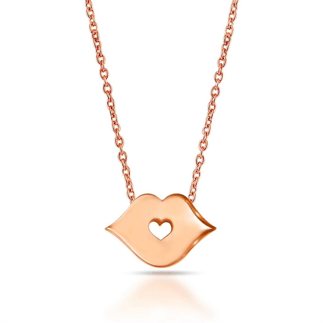 Solid Gold Lips Necklace