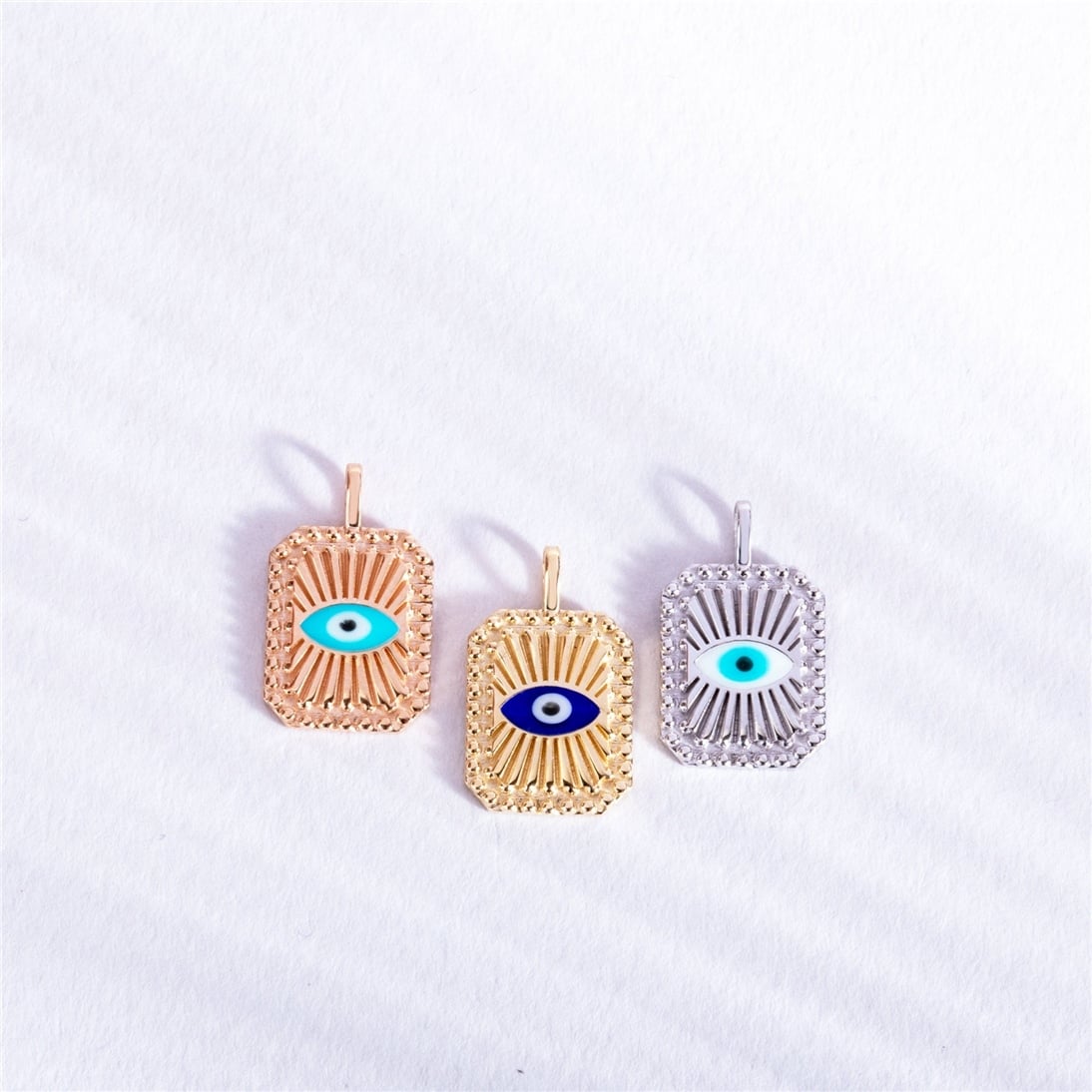Solid Gold Eye Fluted Disc Pendant