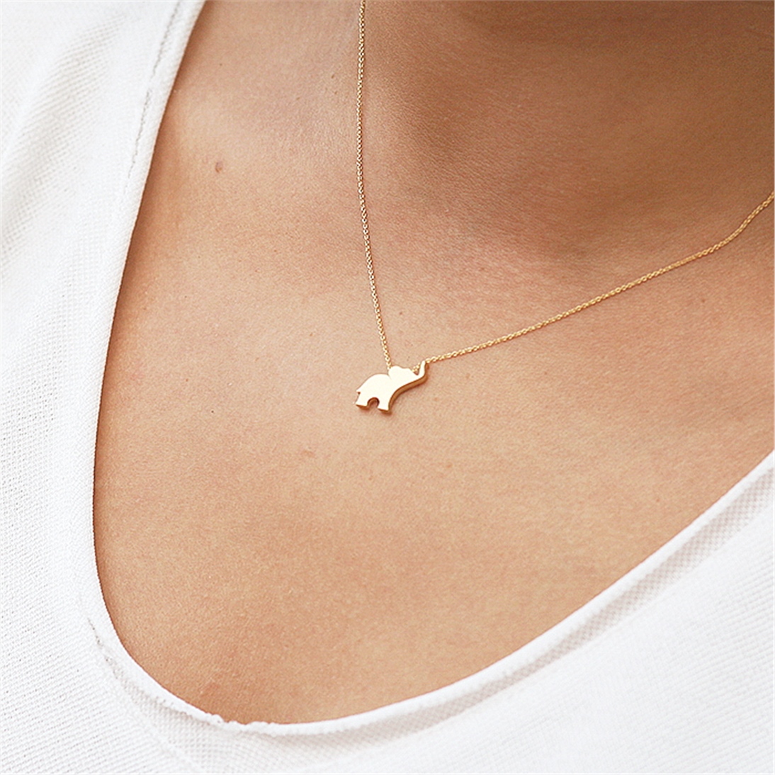 Solid Gold Elephant Necklace