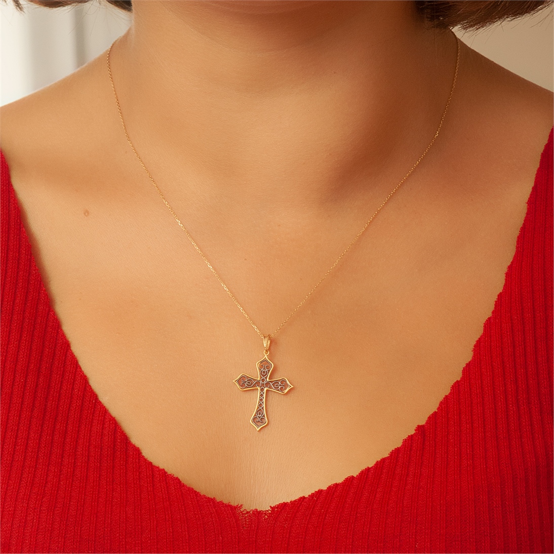 Solid Gold Cross Necklace