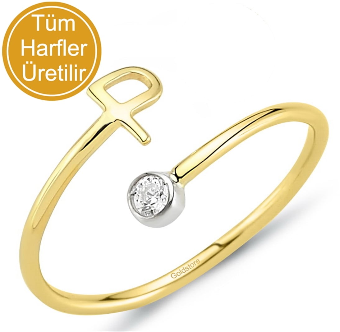 Solid Gold Initial Ring