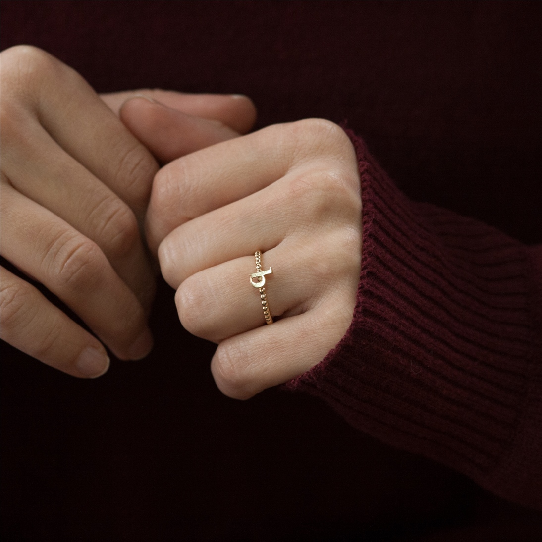 Solid Gold Letter Ring