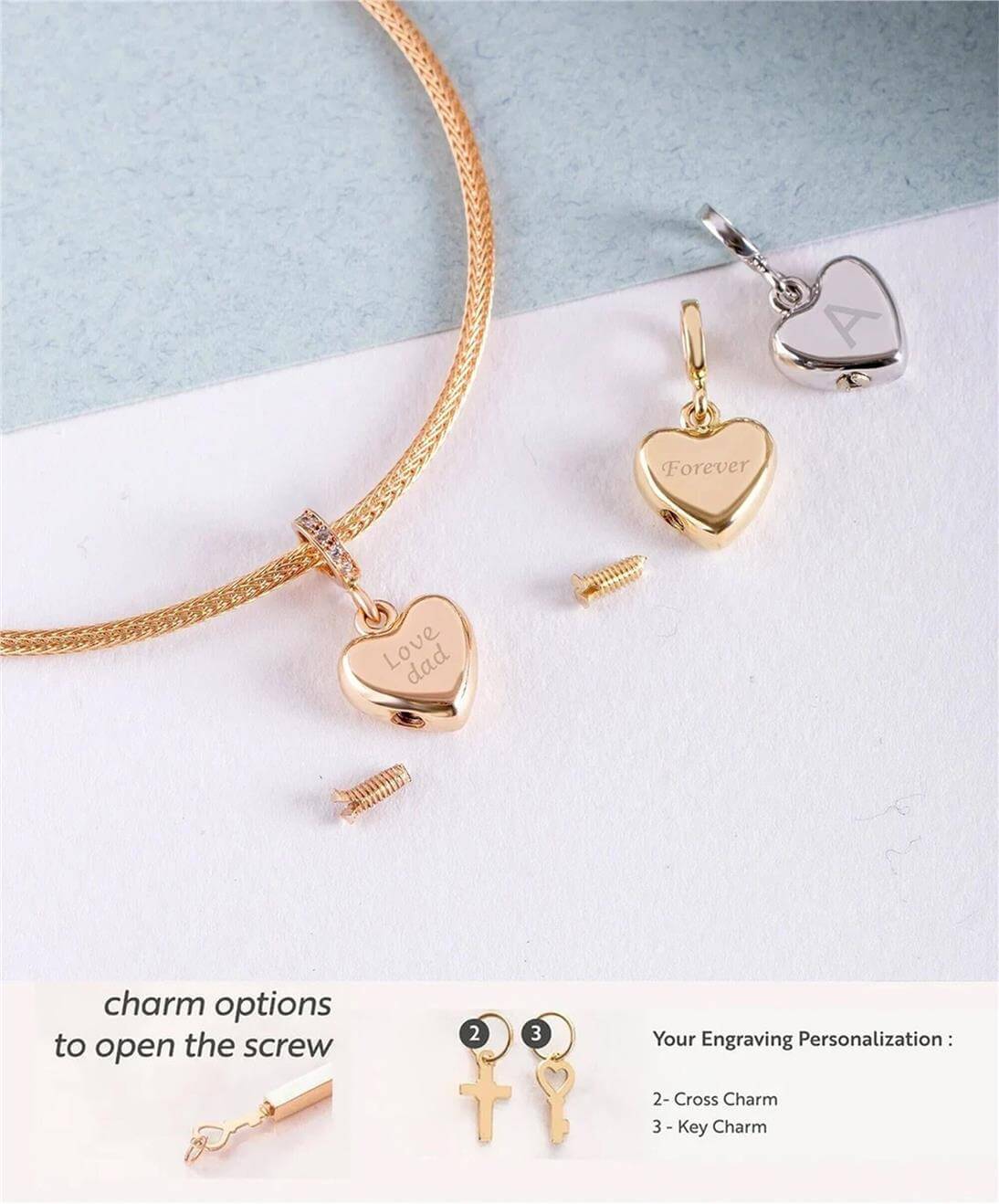 Solid Gold Heart Urn Charm