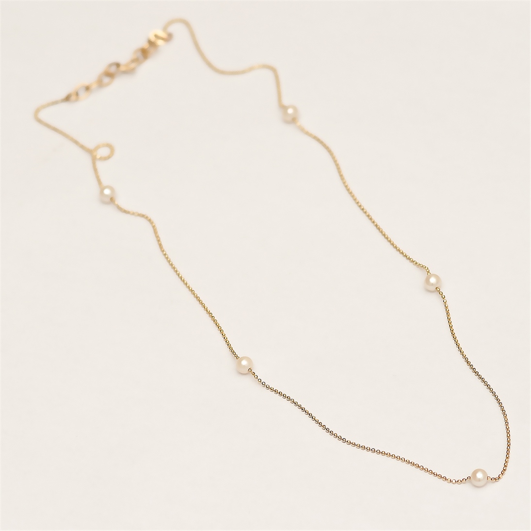 Solid Gold String Pearl Necklace