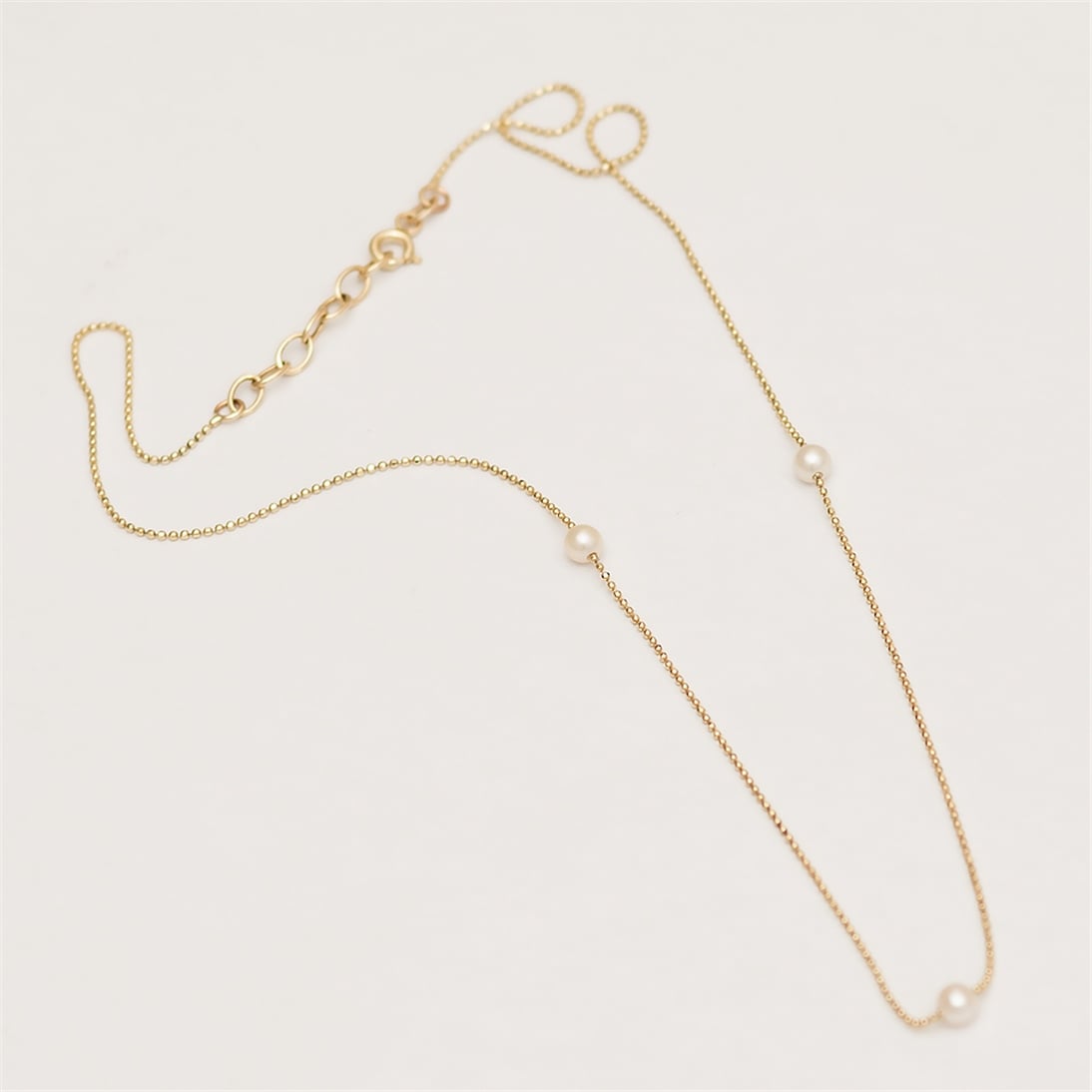 Solid Gold String Pearl Necklace