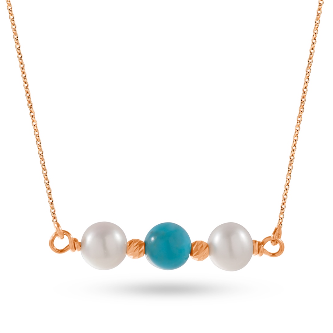 Solid Gold Ball Beaded Pearl Necklace