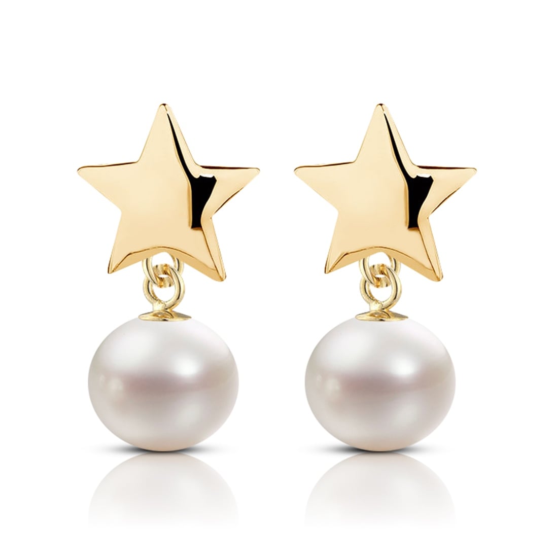 Solid Gold Star Pearl Earring