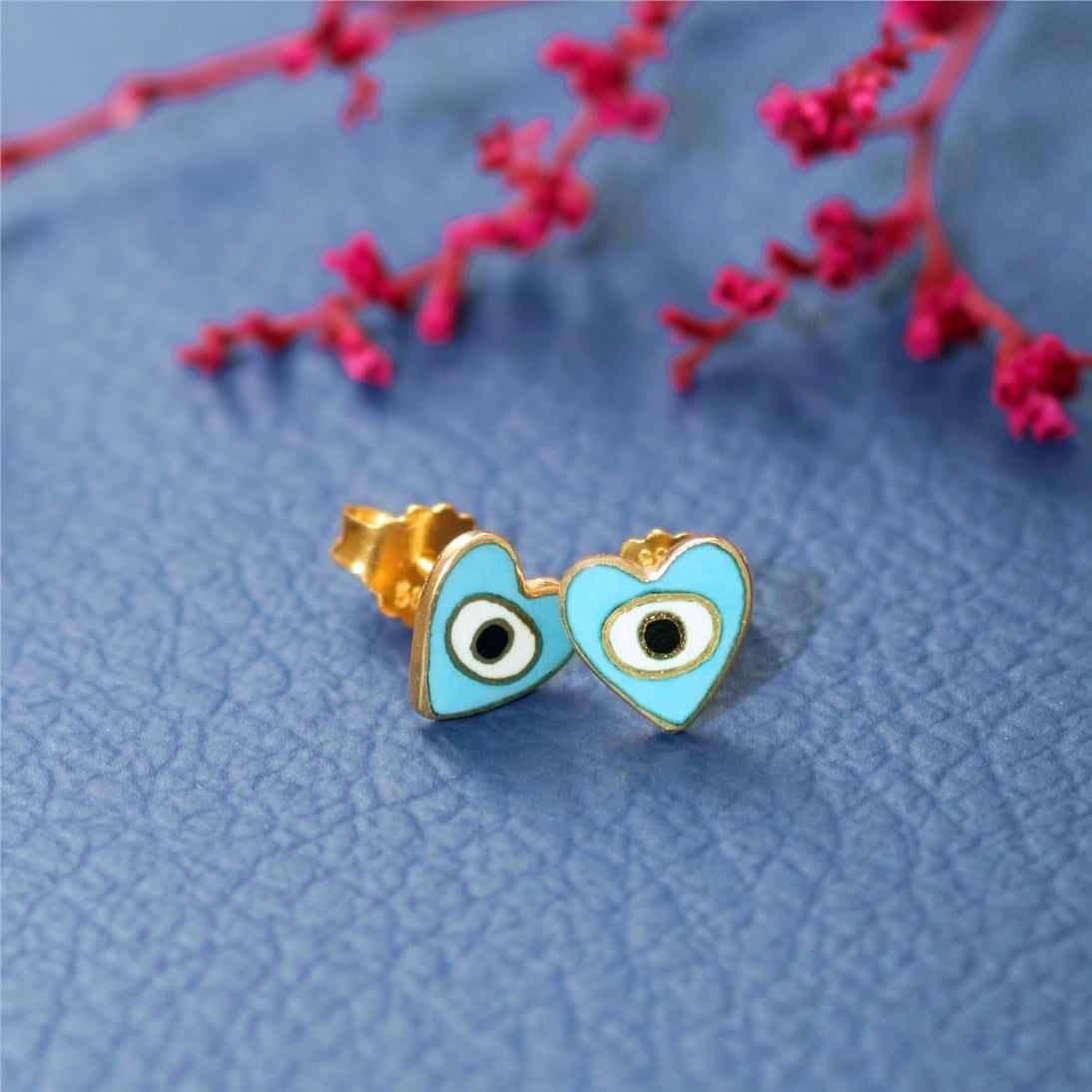 Altın Mineli Kalp Küpe