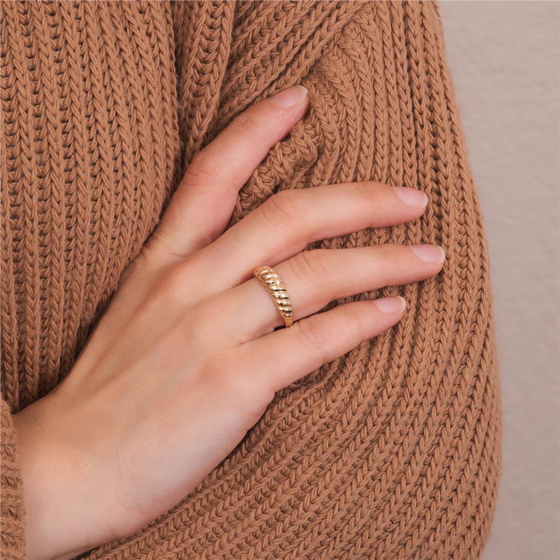 Solid Gold Croissant Ring