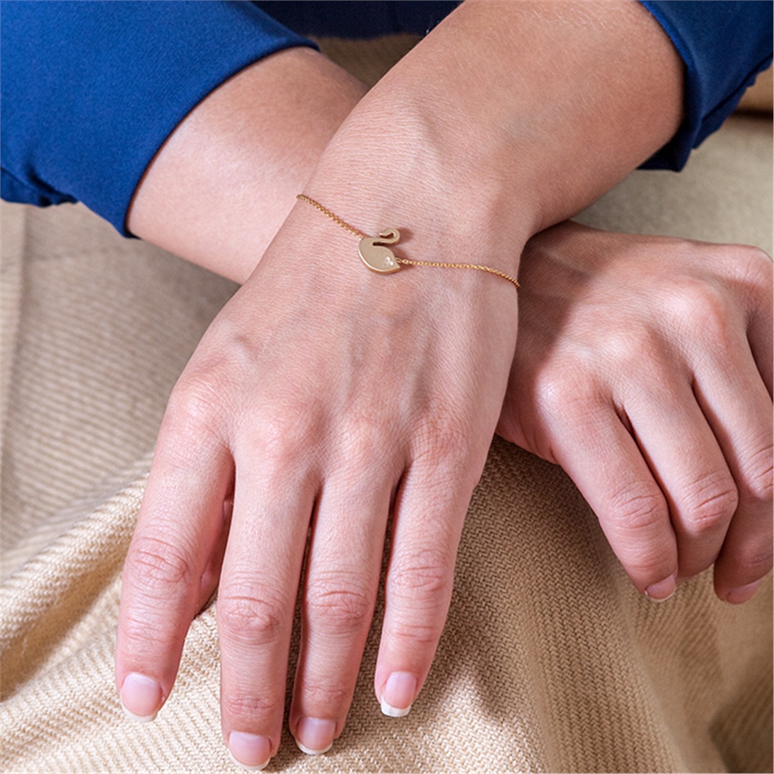 Solid Gold Swan Bracelet