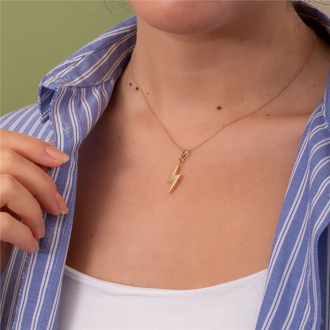 Solid Gold Lightning Bolt Urn Pendant