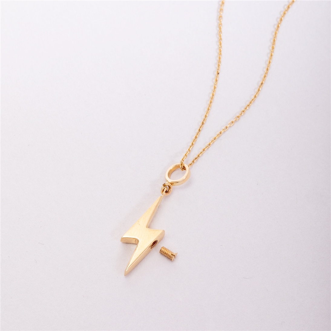 Solid Gold Lightning Bolt Urn Pendant