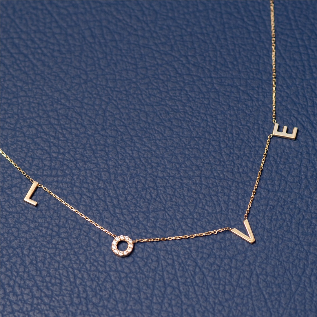 Zircon Solid Gold Love Necklace