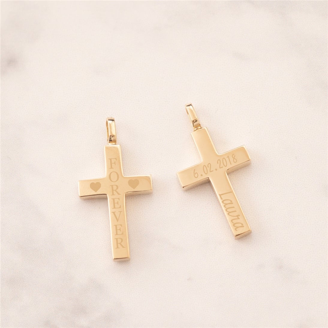 Solid Gold Cross Urn Bar Necklace