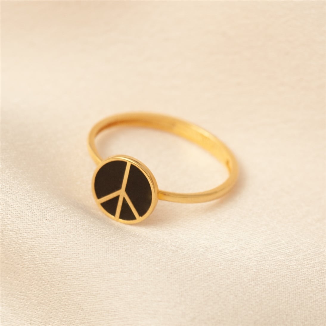 Solid Gold Enamel Peace Ring