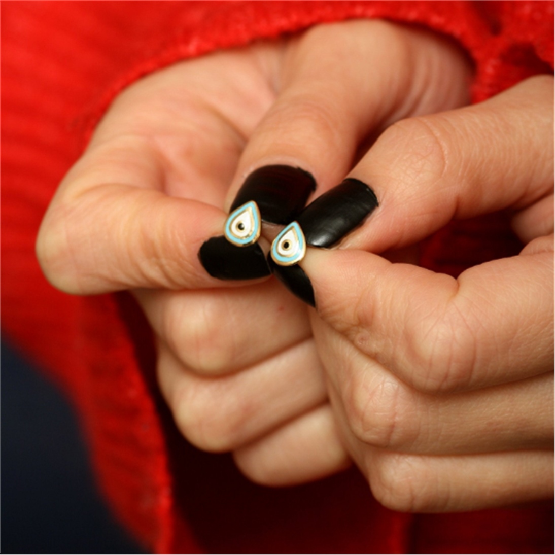 Altın Mineli Nazar Göz Küpe