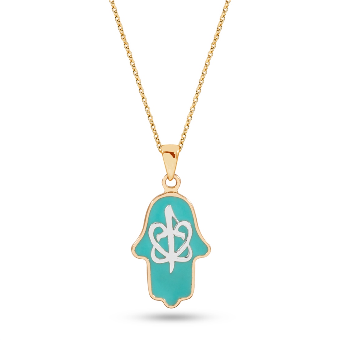 Solid Gold Enamel Vav Necklace