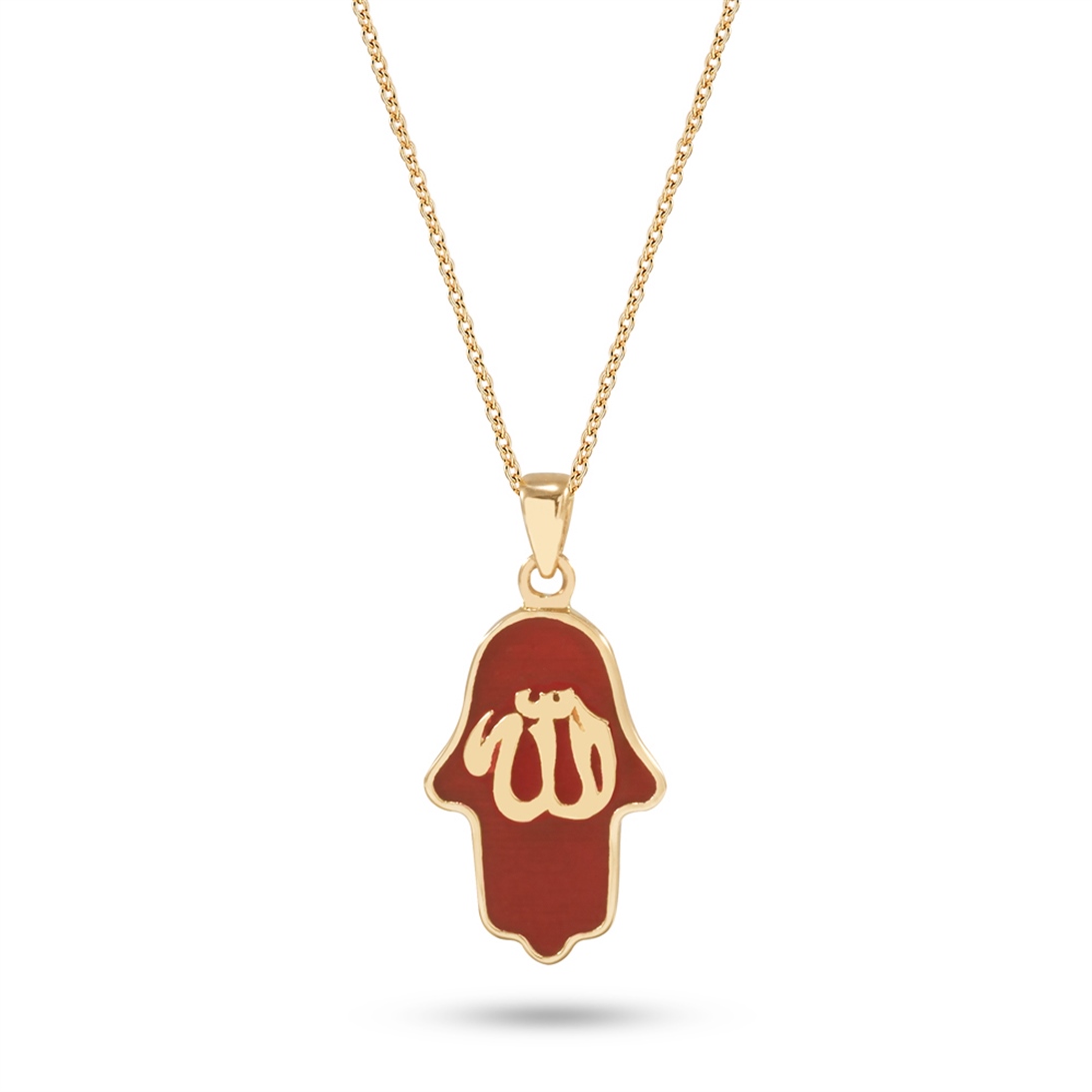 Solid Gold Enamel Hamsa Necklace