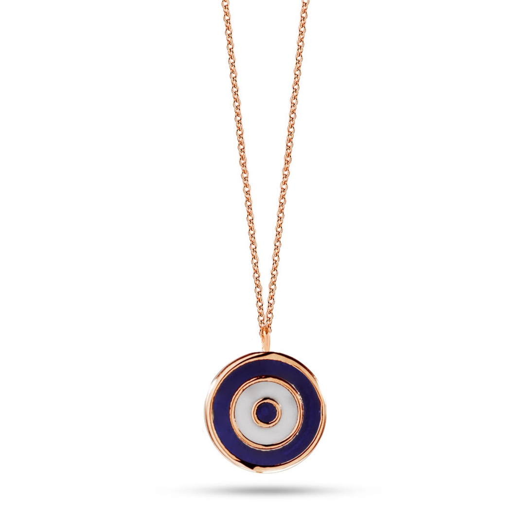 Solid Gold Enamel Evil Eye Necklace