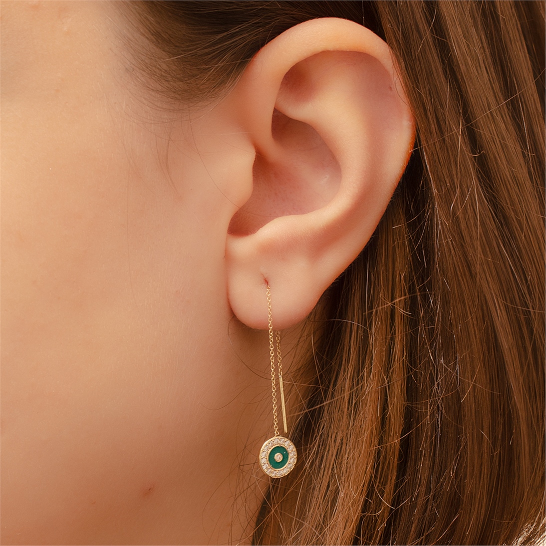 Goldstore-Mineli Göz Sallantılı Küpe