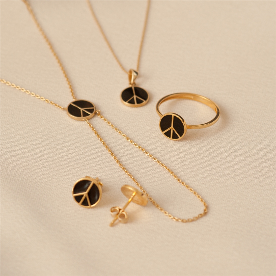 Solid Gold Enamel Peace Bracelet