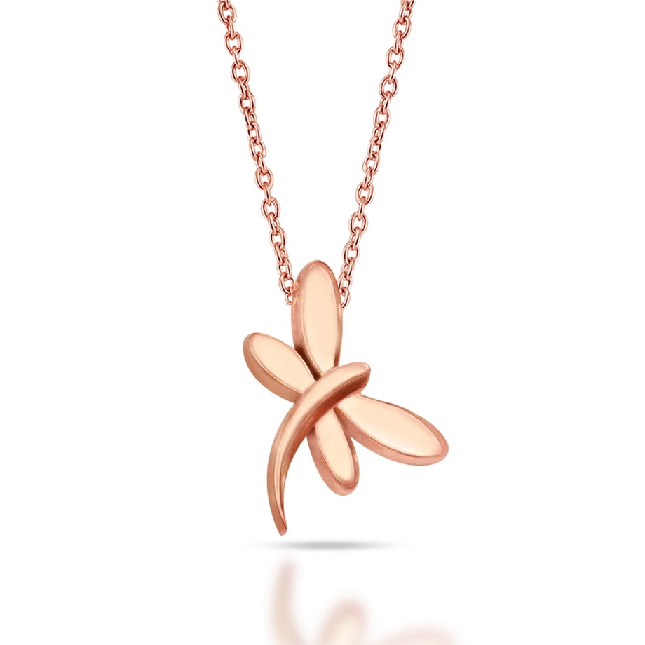Solid Gold Dragonfly Necklace