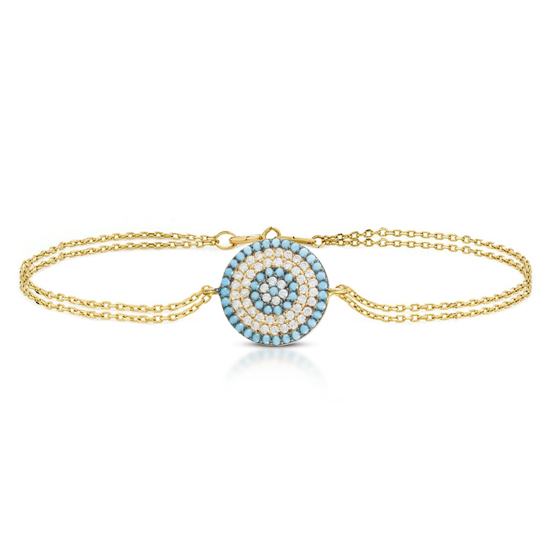 Aura & Talisman Collection: Solid Gold Evil Eye Bracelet