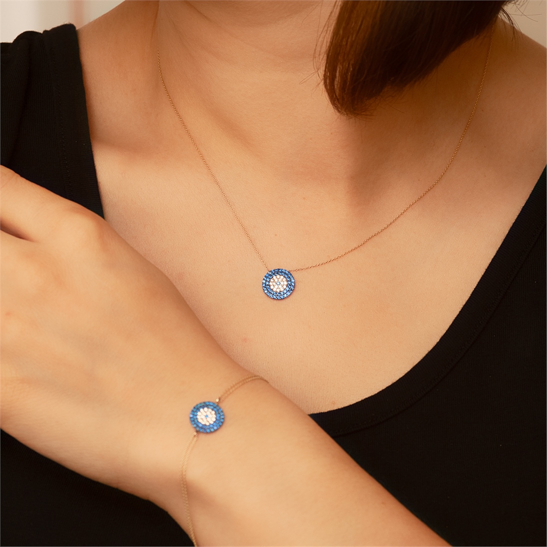 Solid Gold Fancy Evil Eye Bracelet