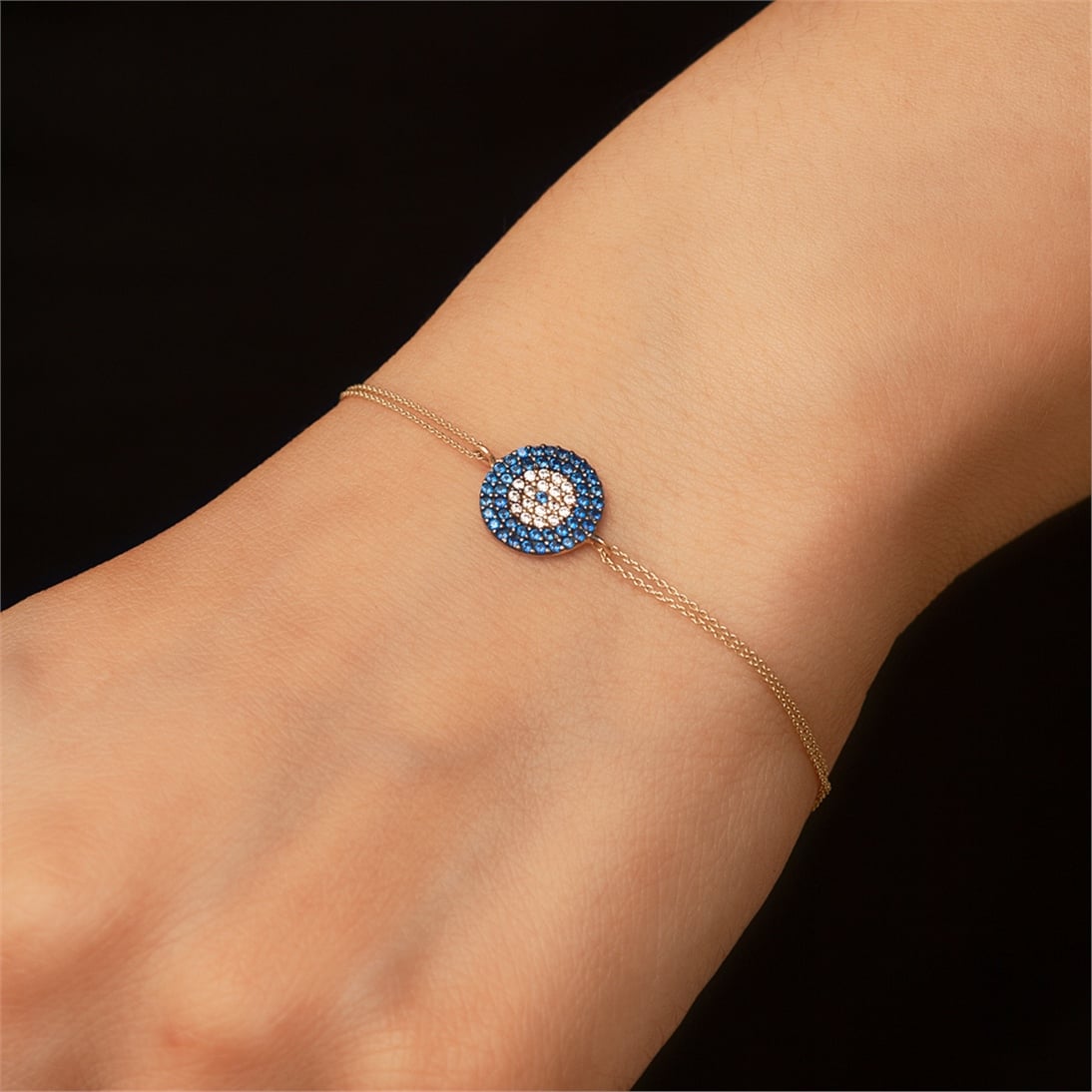 Solid Gold Fancy Evil Eye Bracelet