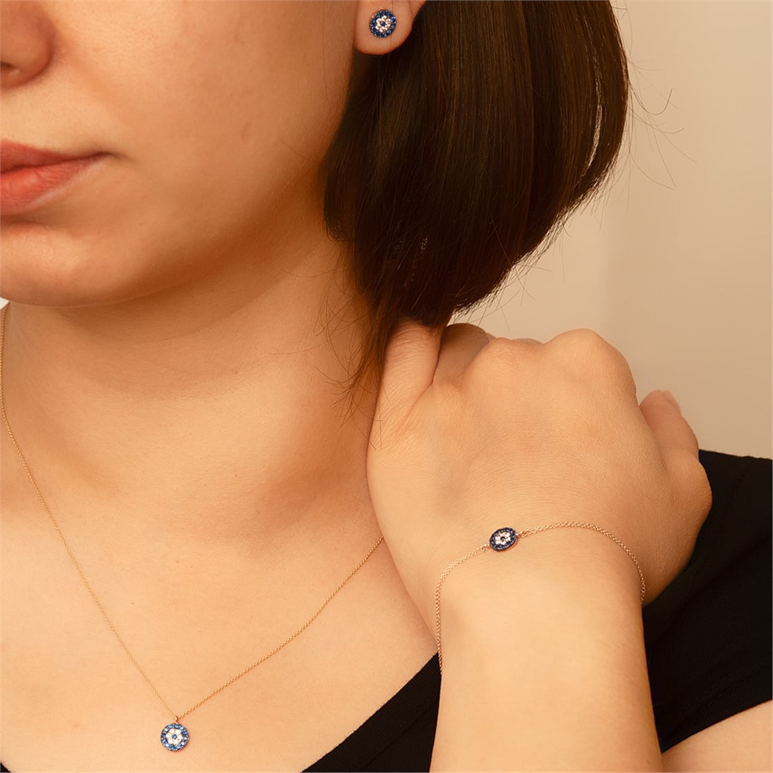 Solid Gold Fancy Evil Eye Bracelet