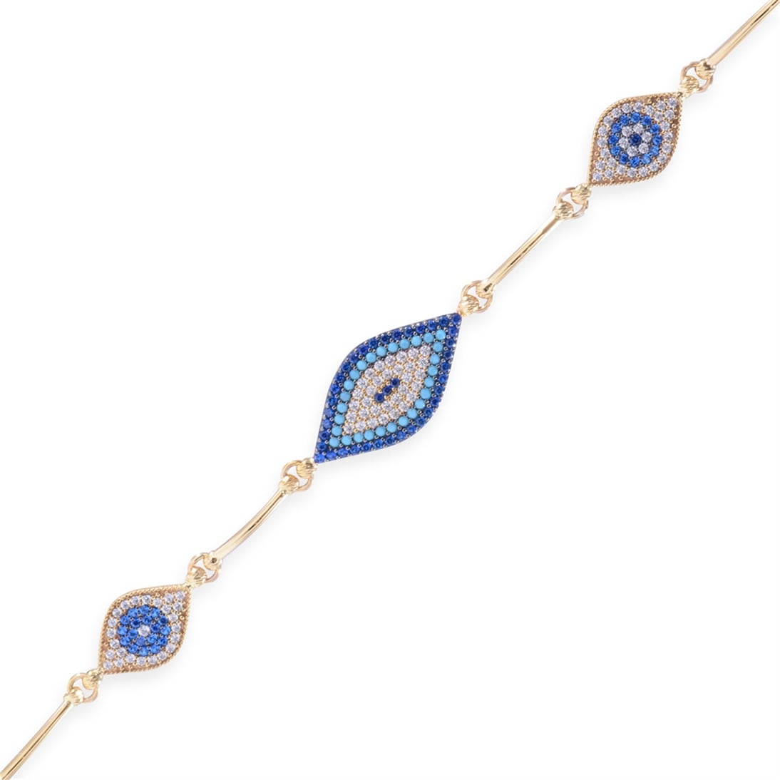 Solid Gold Fancy Evil Eye Bracelet