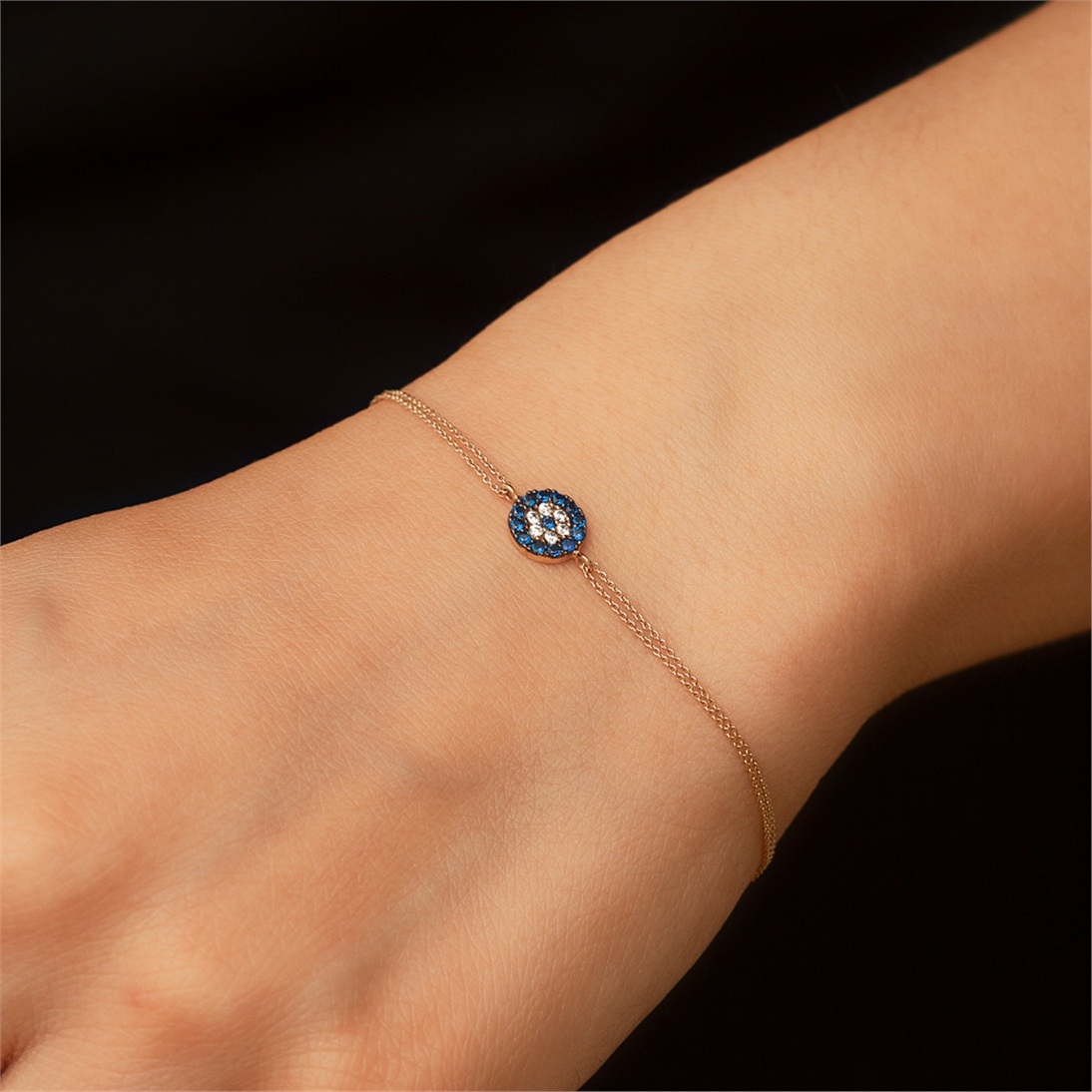 Solid Gold Fancy Evil Eye Bracelet