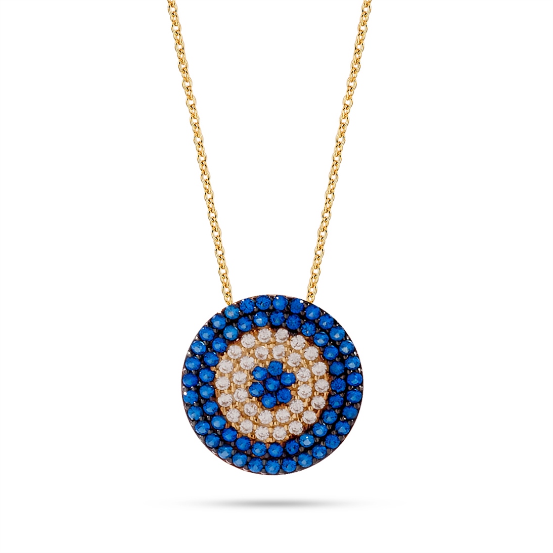 Solid Gold Fancy Evil Eye Necklace