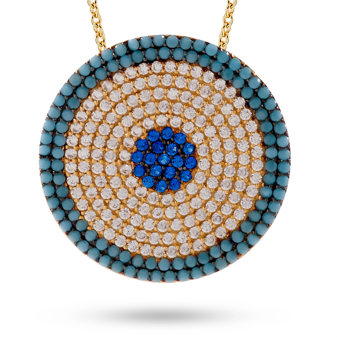 Solid Gold Fancy Evil Eye Necklace