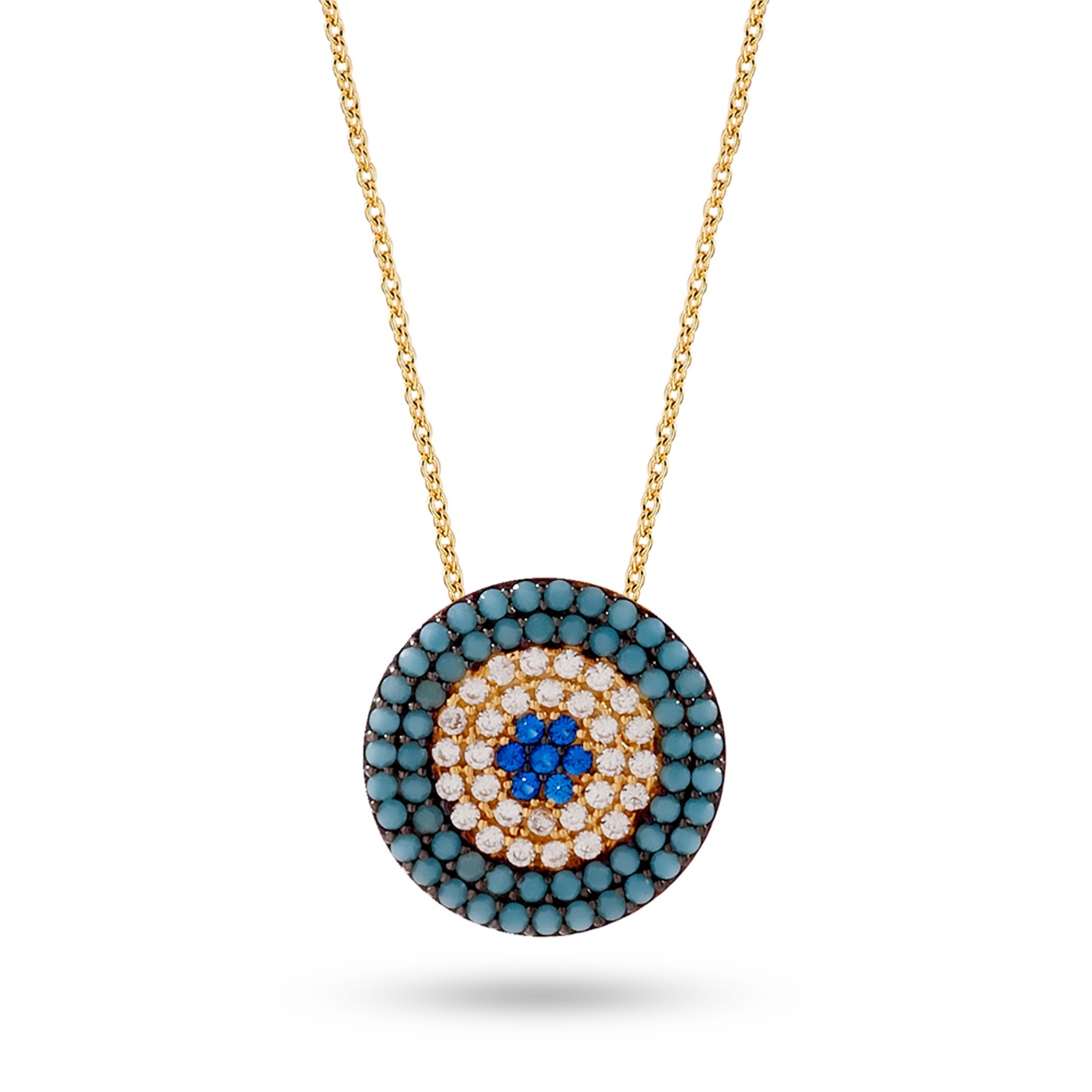 Solid Gold Fancy Evil Eye Necklace