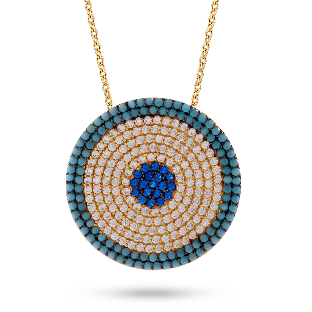 Solid Gold Fancy Evil Eye Necklace