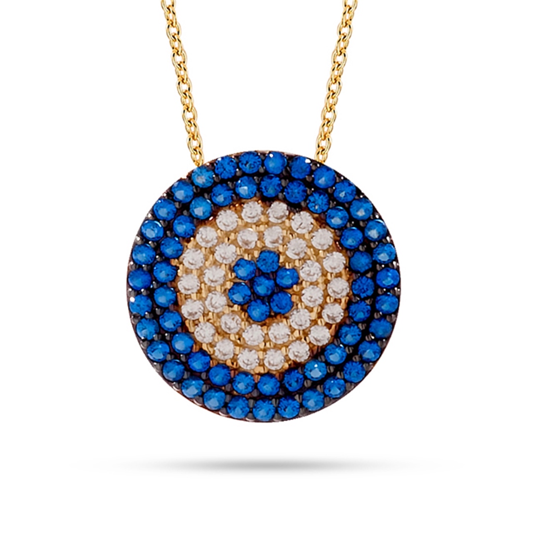 Solid Gold Fancy Evil Eye Necklace