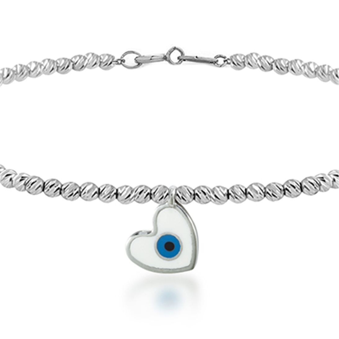 Solid Gold Evil Eye, Heart, Ball Bracelet