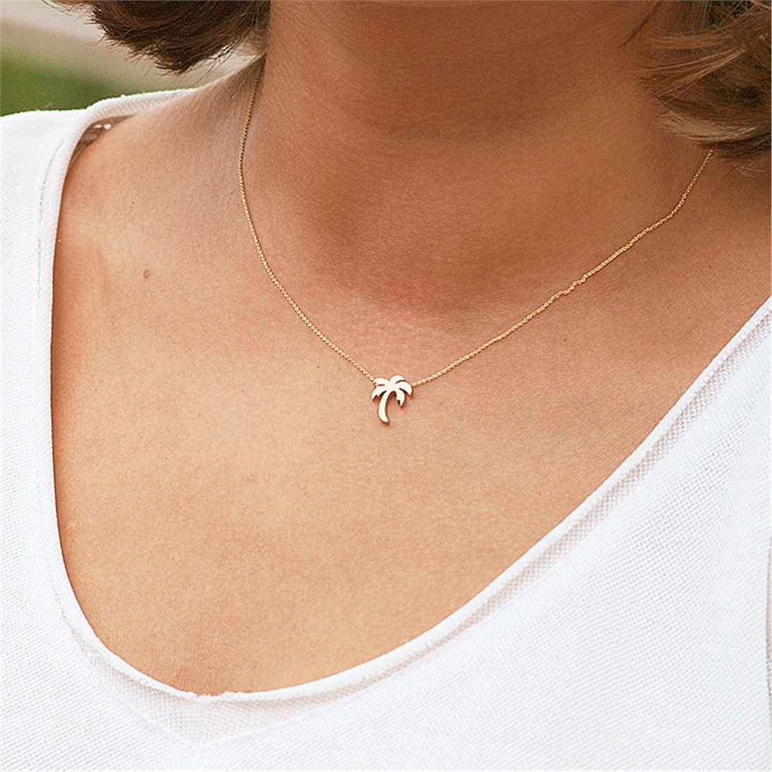 Solid Gold Palm Necklace