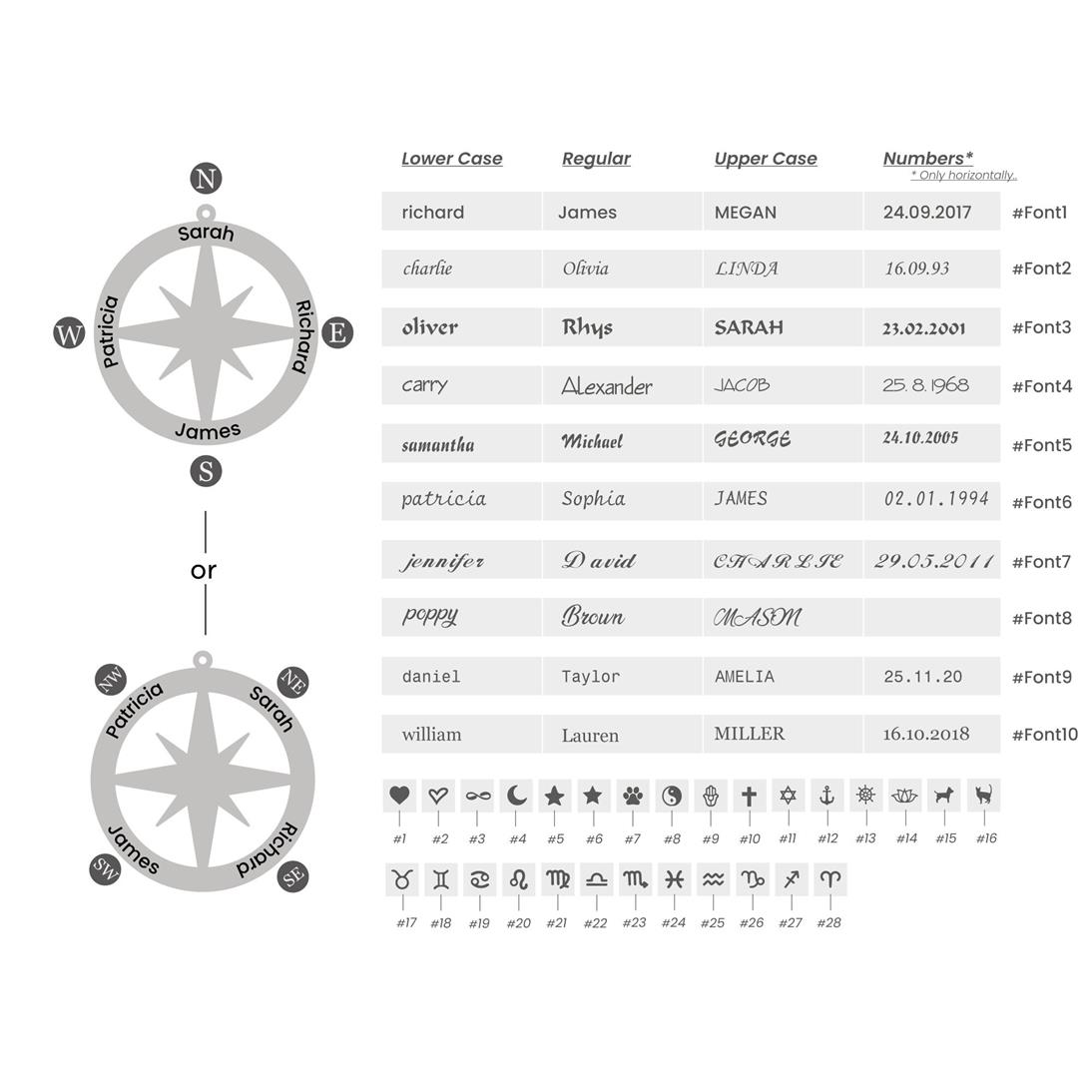 Solid Gold Name Compass Necklace